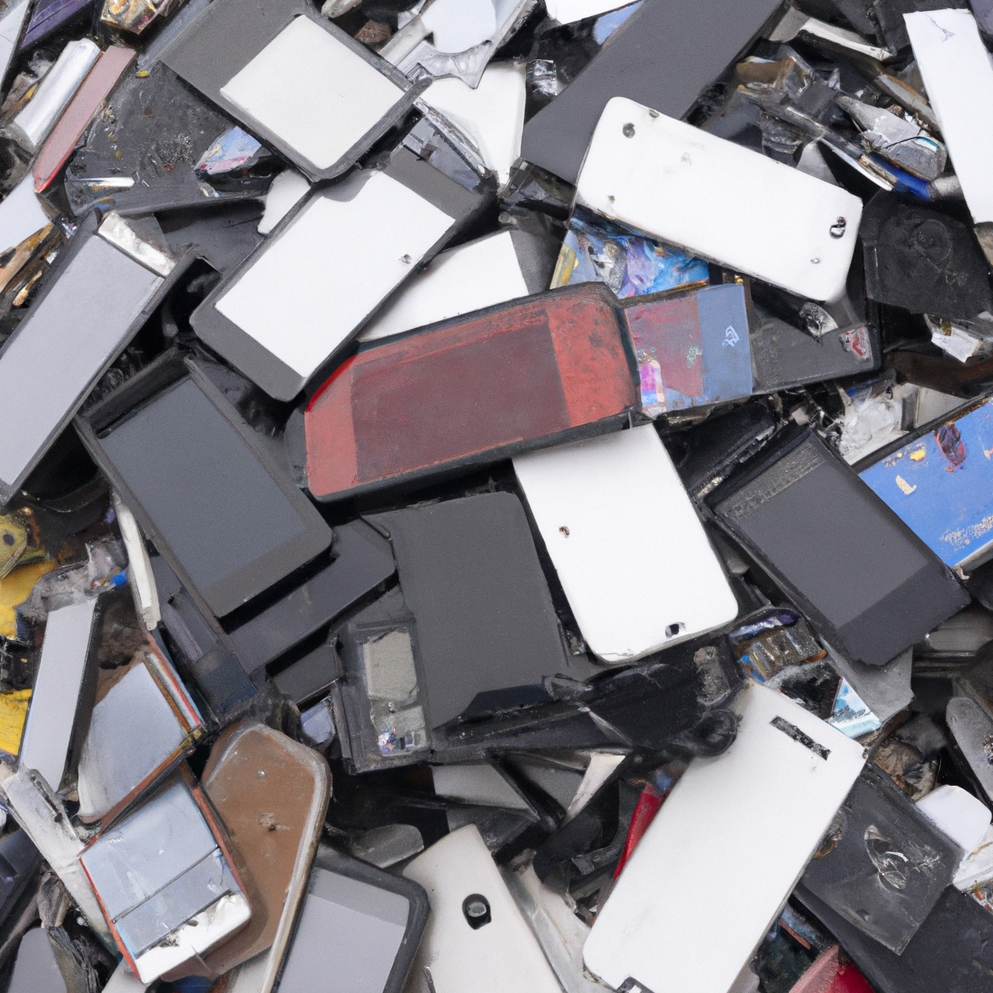 Pile d'écrans de téléphone cassés qui peuvent être revendus